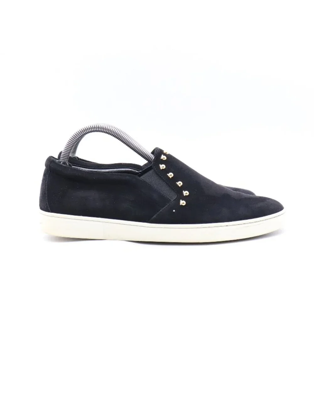 Salvatore Ferragamo Women's Size 11 C Slip On Black Suede Studded Sneakers
